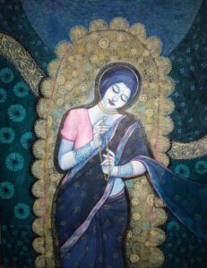 Painting of woman on canvas