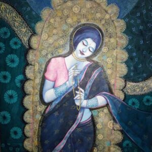 Painting of woman on canvas
