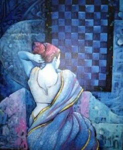 Painting of woman on canvas