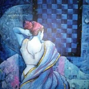 Painting of woman on canvas