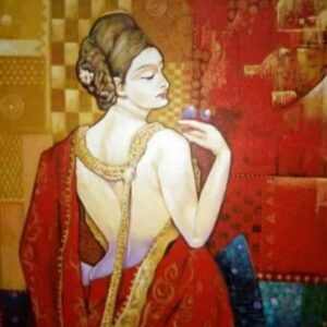 Painting of woman on canvas