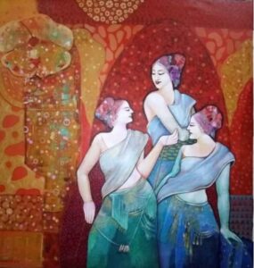 Painting of women on canvas