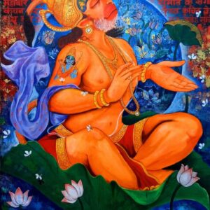 Painting of Hanuman on canvas