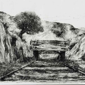 Pen and ink sketch of landscape
