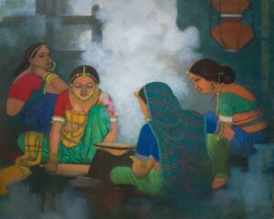 Painting of women on canvas