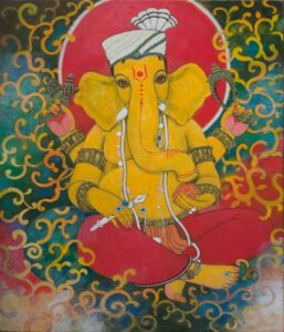Painting of Lord Ganesh on canvas