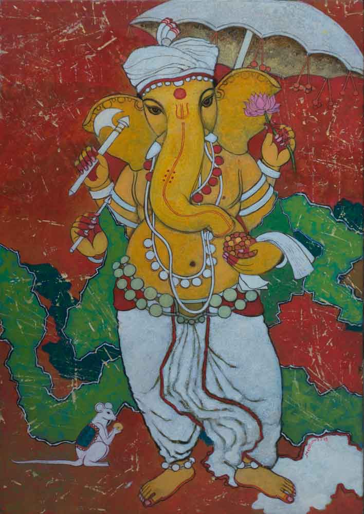 Painting of Lord Ganesh on canvas