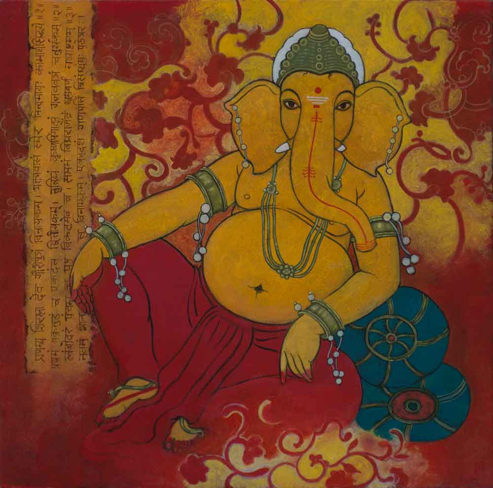 Painting of Lord Ganesh on canvas