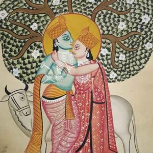 Painting of Lord Krishna and radha on paper