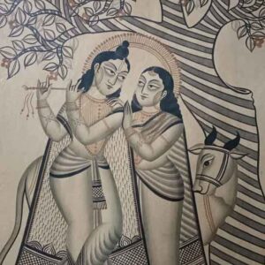 Painting of Lord Krishna and Radha on paper