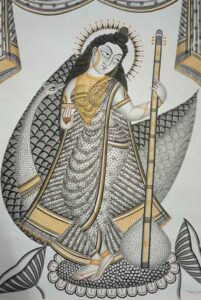 Painting of Saraswati on paper