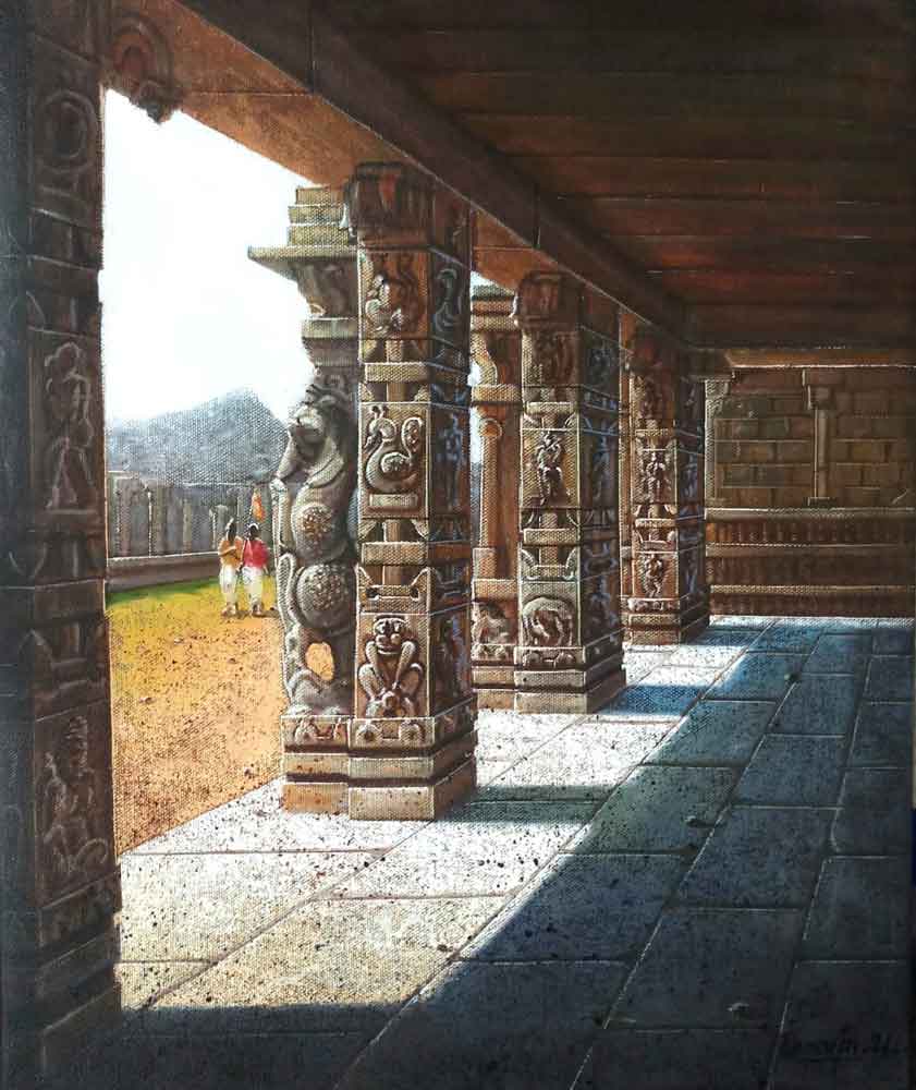 Painting of Hampi on canvas