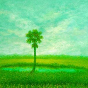 Green landscape on canvas