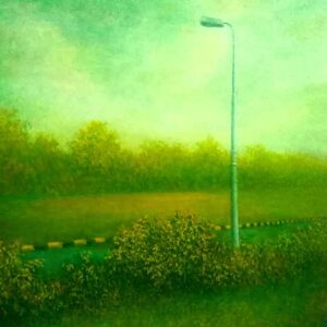 Green landscape on canvas