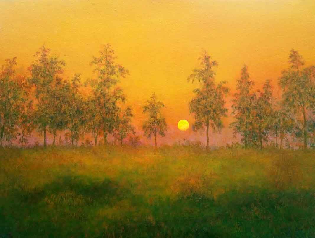 Yellow landscape on canvas