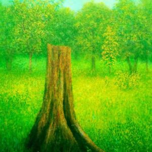 Green landscape on canvas