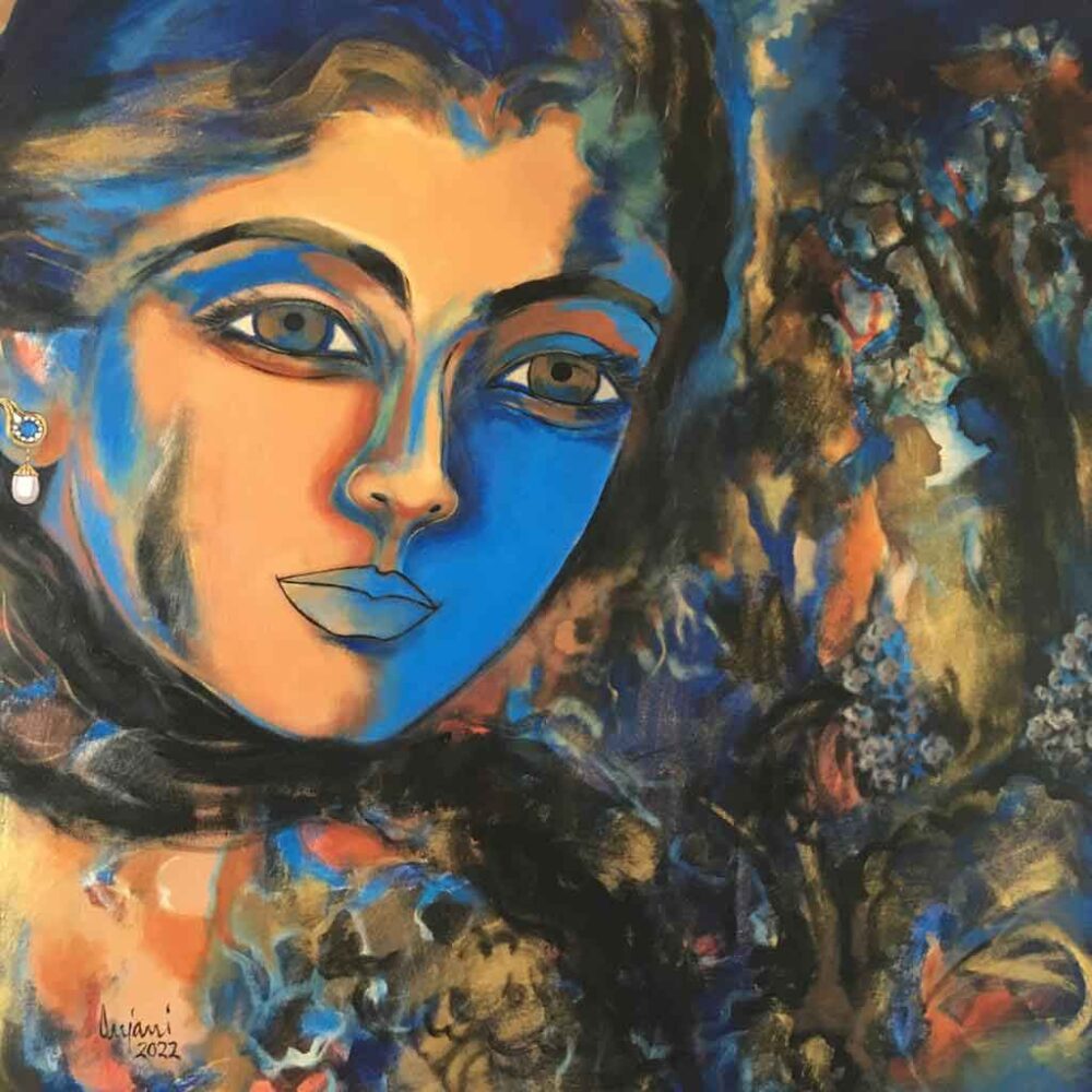 Painting of woman on canvas