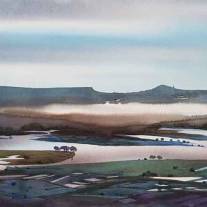 Abstract riverscape on paper