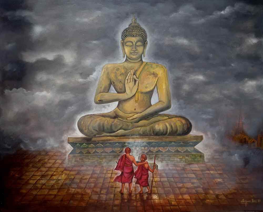 Painting on canvas of Buddha