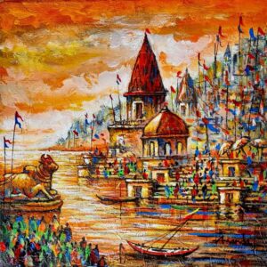 Painting of Benaras on canvas