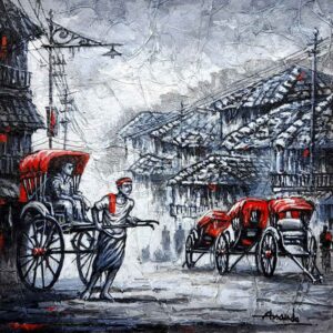 Painting of Kolkata city on canvas