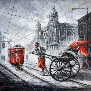 Painting of Kolkata city on canvas