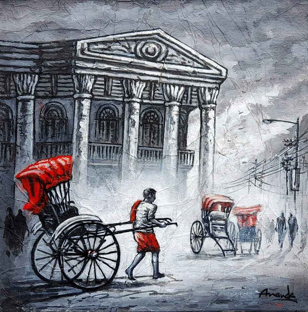 Painting of Kolkata city on canvas