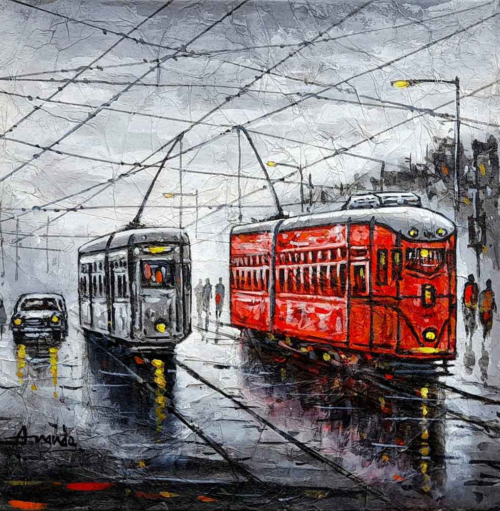 Painting of Kolkata city on canvas