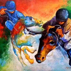 Painting of horse rider on Canvas