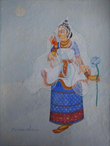 Painting of dancer with tempera on paper