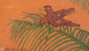 Paintings of birds with tempera on paper