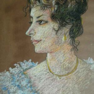 Painting of lady with pastel on paper