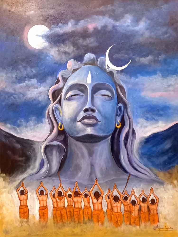 Painting of Shiva on canvas