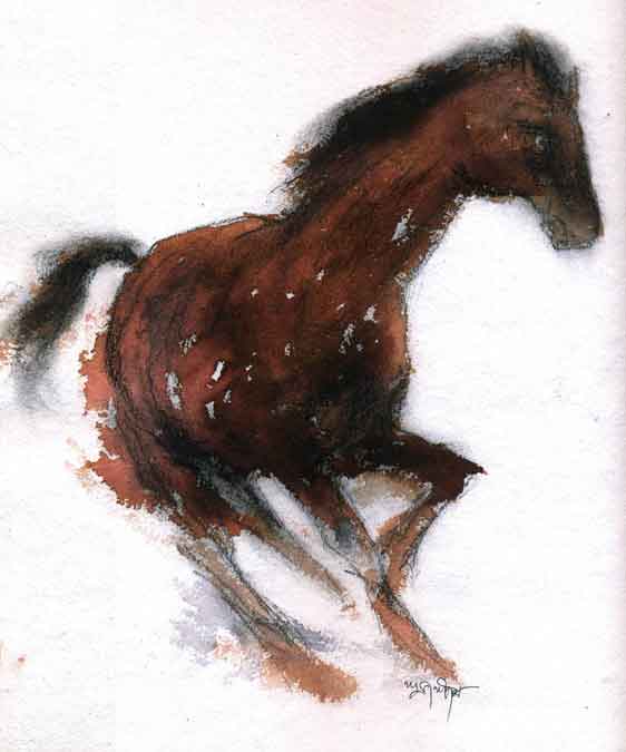 Painting of horse on paper