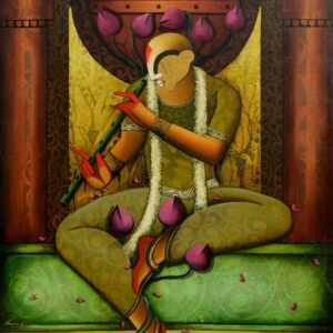Painting of man on canvas