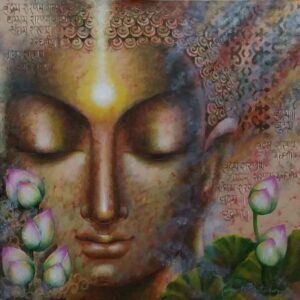 Painting of Buddha on canvas
