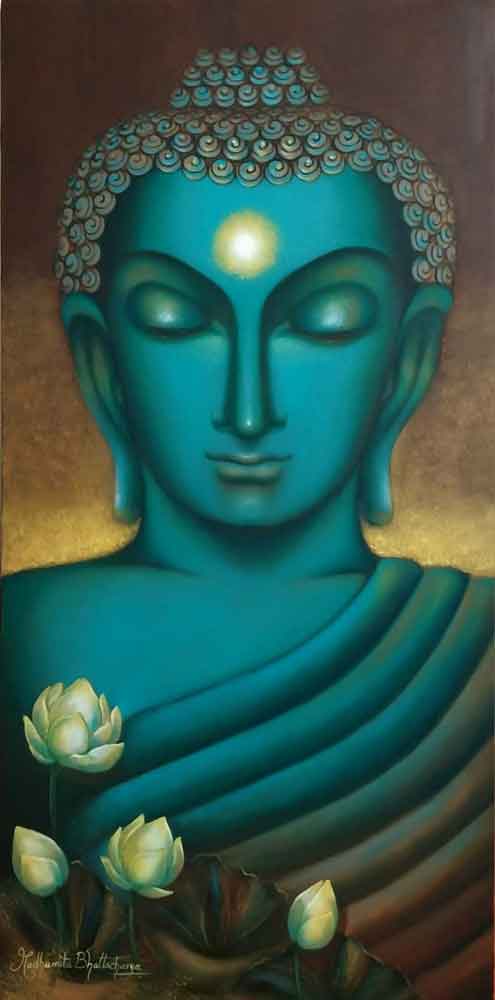 Painting of Buddha on canvas