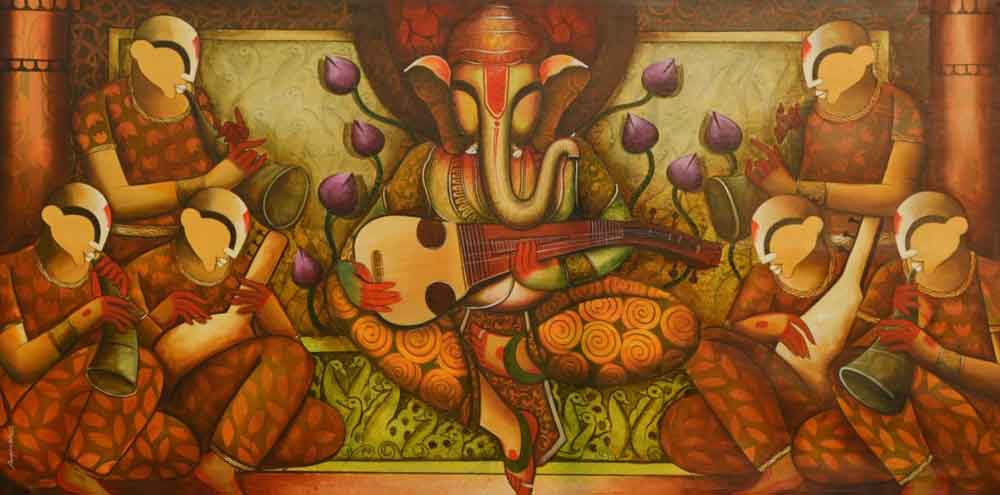 Painting of Ganesh on canvas