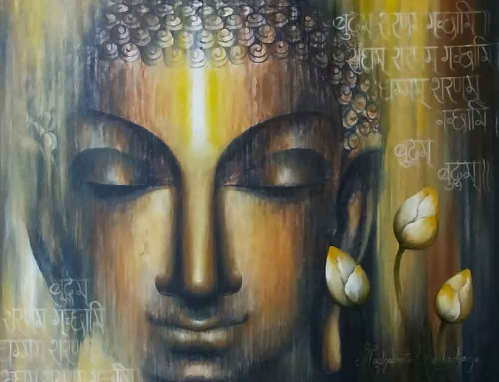 Painting of Buddha on canvas