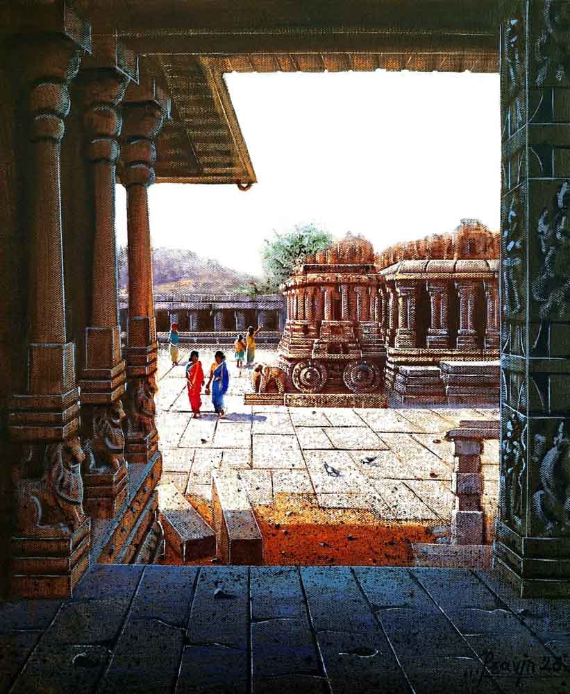 Painting of Hampi on canvas