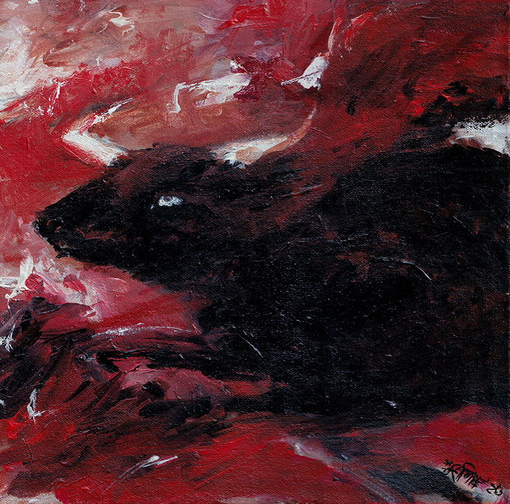 Painting of bull with acrylic on canvas