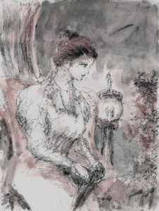 Painting of woman on paper