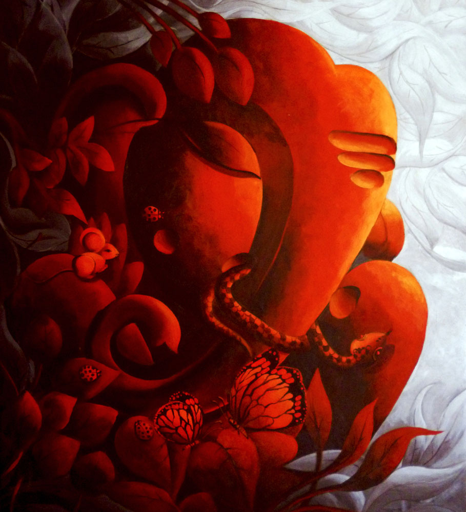 Painting of Ganesha on canvas