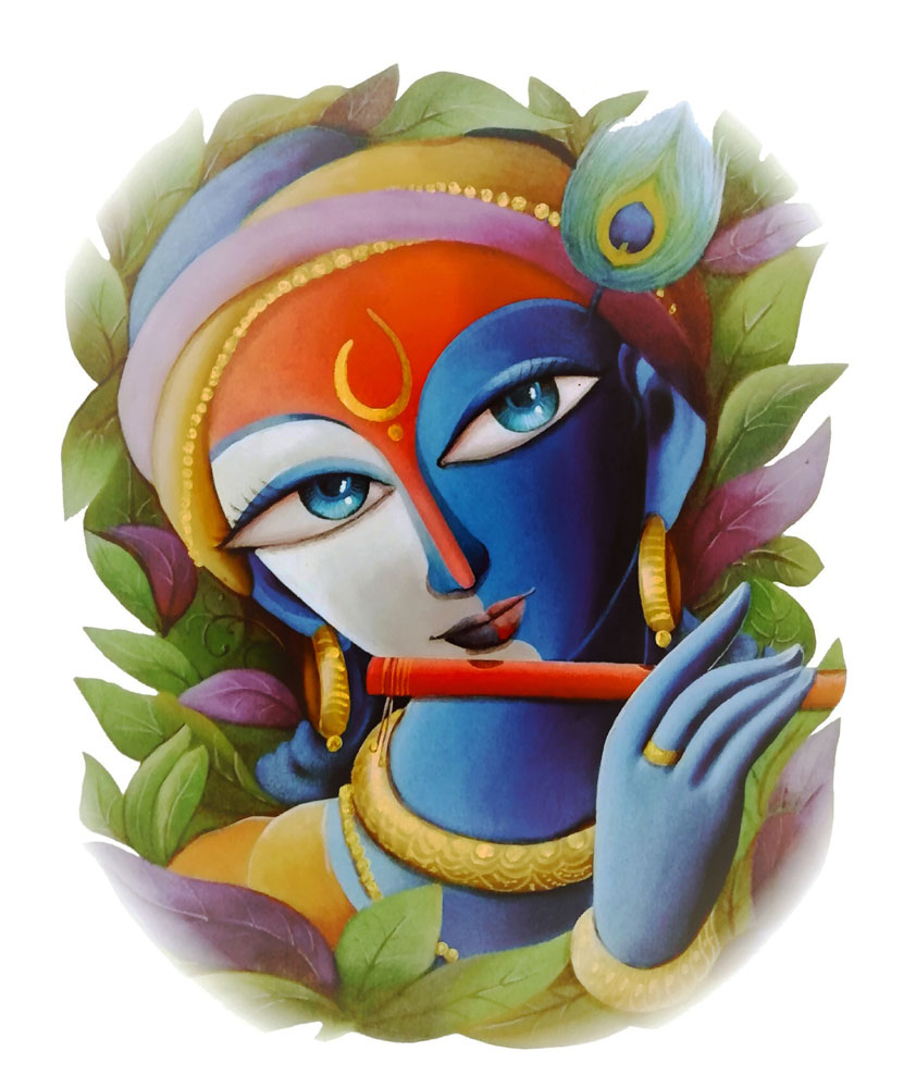 Painting of Krishna on canvas