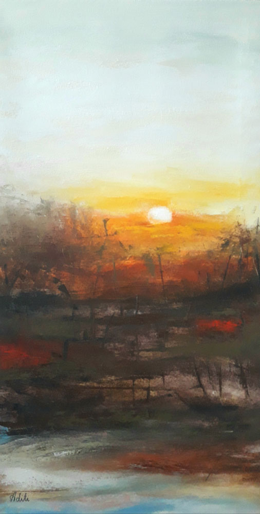 Abstract art with oil on canvas