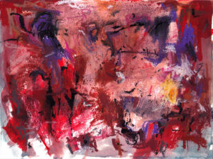Abstract art with mixed media on paper