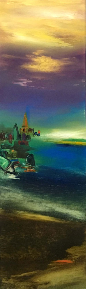 Abstract style Benaras with oil on canvas