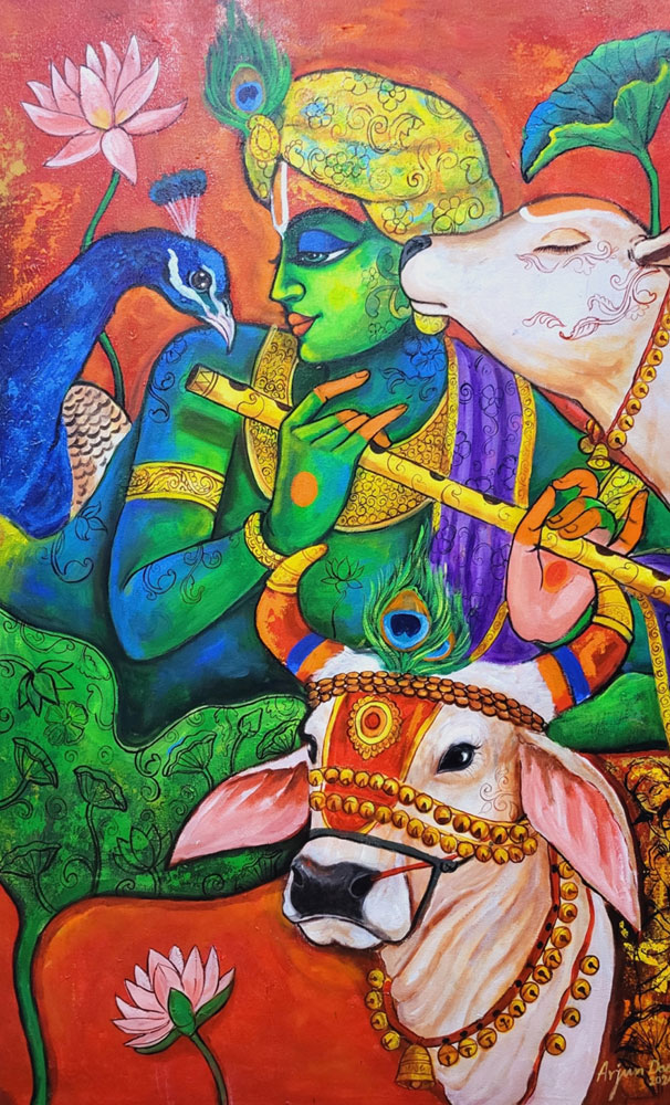 Painting of Krishna on canvas