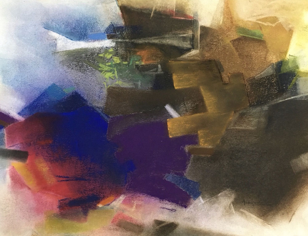 Abstract art with pastel on paper