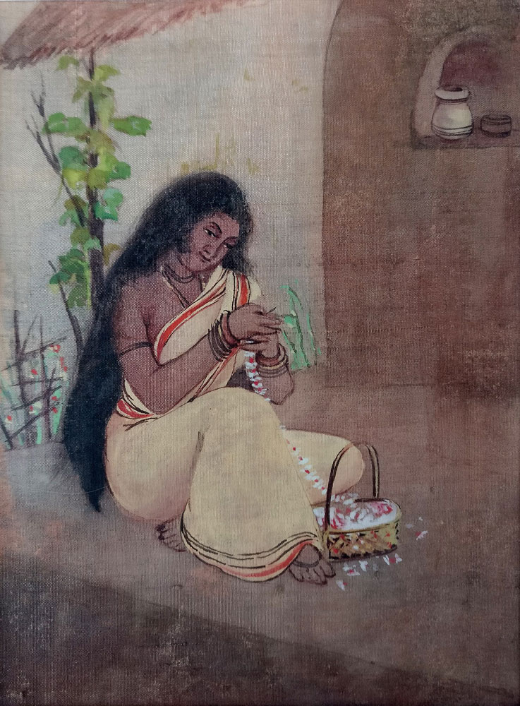 Painting with watercolour wash on paper of human figure.